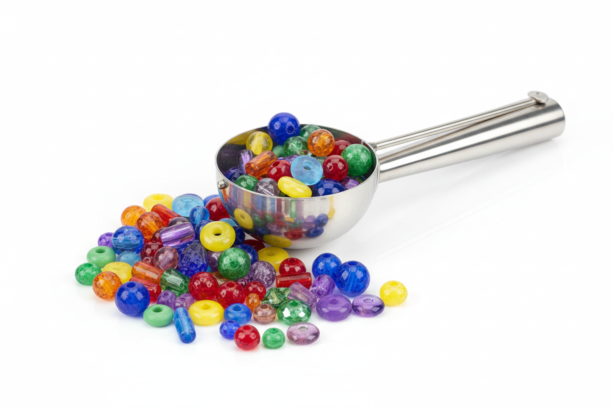 A scoop of colorful beads